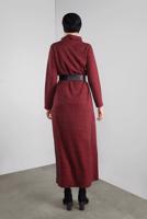 Tesettür giyim SİYAH BOĞAZLI KARELİ ELBİSE 9746 