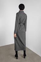 Tesettür giyim SİYAH BOĞAZLI KARELİ ELBİSE 9746 