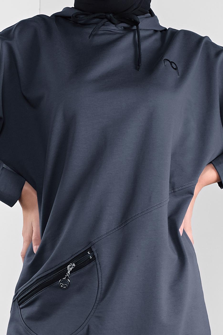 Tesettür giyim GRİ FERMUARLI CEP DETAYLI EŞOFMAN TAKIM 4808