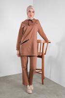 Tesettür giyim PEMBE FERMUARLI CEP DETAYLI EŞOFMAN TAKIM 4808