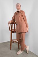 Tesettür giyim PEMBE FERMUARLI CEP DETAYLI EŞOFMAN TAKIM 4808