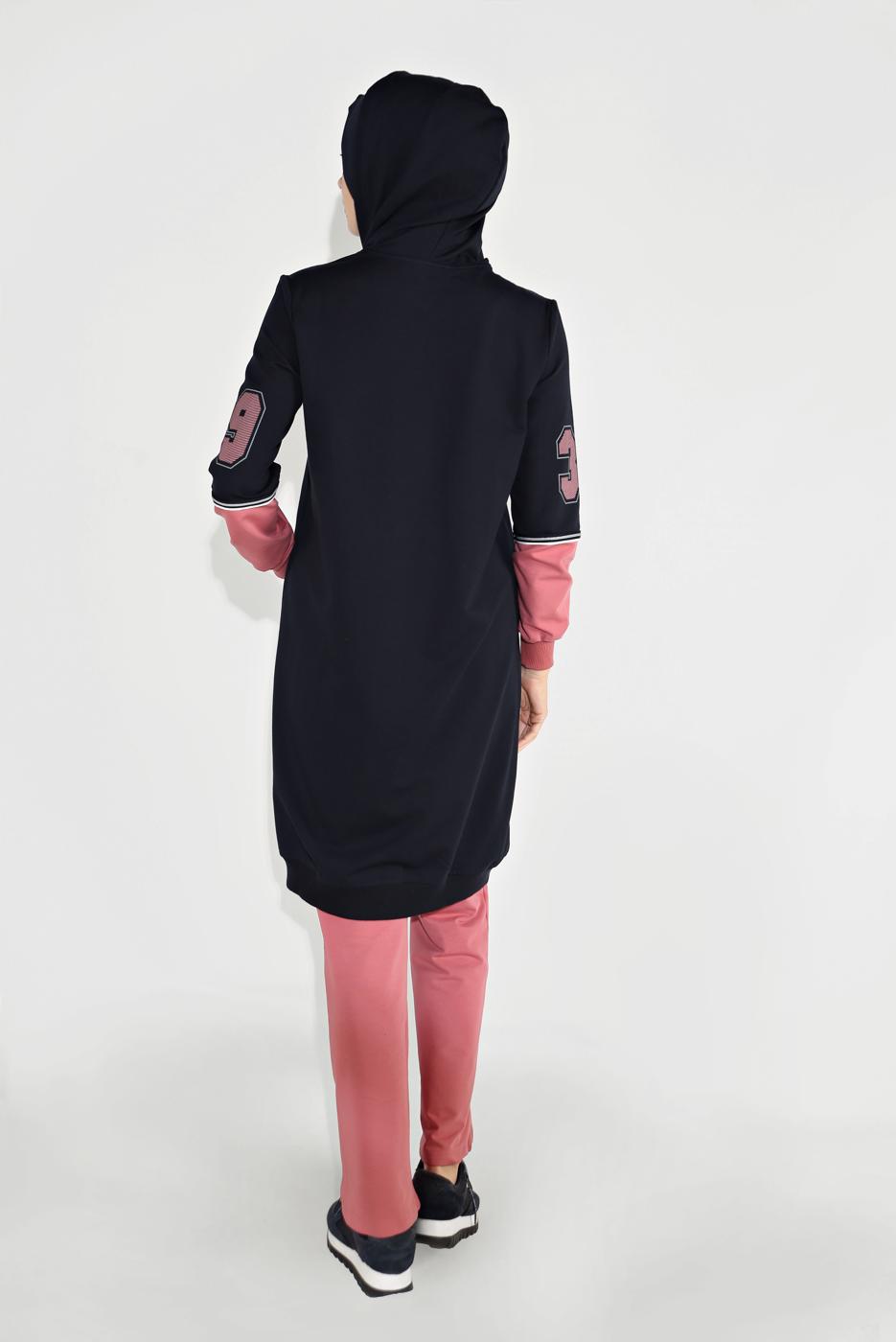 Tesettür giyim LACİVERT KOLLARI BASKILI  BAĞCIKLI  EŞOFMAN TAKIM 15104