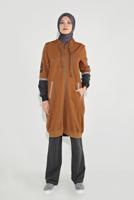 Tesettür giyim TURUNCU KOLLARI BASKILI  BAĞCIKLI  EŞOFMAN TAKIM 15104