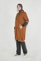 Tesettür giyim TURUNCU KOLLARI BASKILI  BAĞCIKLI  EŞOFMAN TAKIM 15104