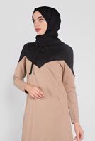 Tesettür giyim KAHVE KAPÜŞONLU EŞOFMAN ELBİSE 0155 