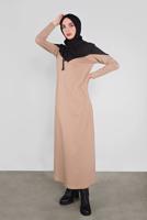 Tesettür giyim KAHVE KAPÜŞONLU EŞOFMAN ELBİSE 0155 