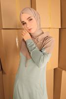 Tesettür giyim YEŞİL KAPÜŞONLU EŞOFMAN ELBİSE 0155 