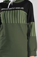 Tesettür giyim HAKİ ÇİZGİLİ PANTOLONLU EŞOFMAN TAKIM 1808 