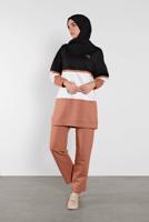 Tesettür giyim SİYAH PAMUKLU RENKLİ İKİLİ EŞOFMAN  TAKIM 5708 