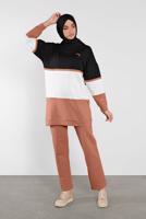 Tesettür giyim SİYAH PAMUKLU RENKLİ İKİLİ EŞOFMAN  TAKIM 5708 