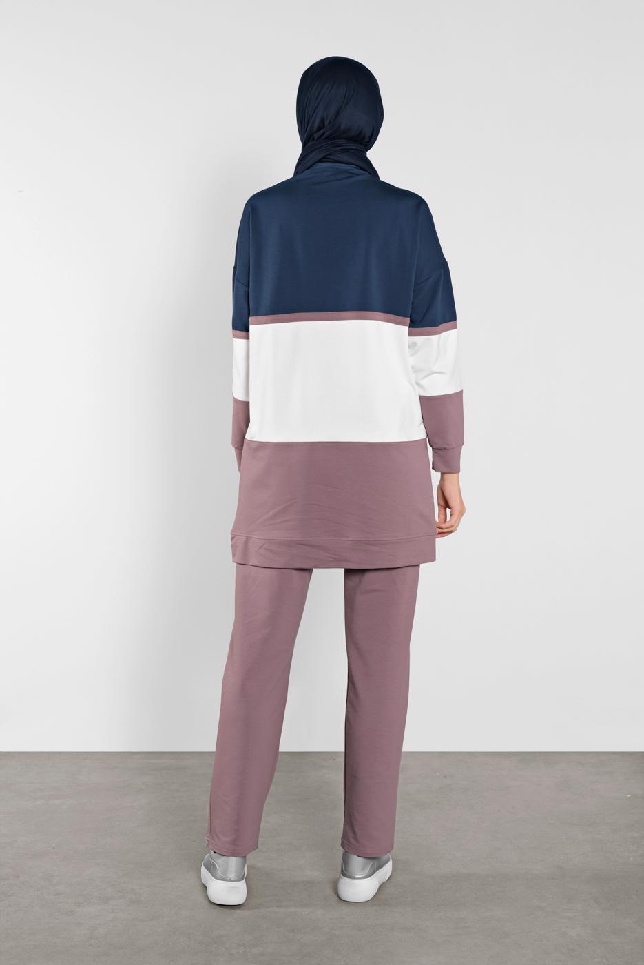 Vêtements hijab BLEU MARINE SURVÊTEMENT EN COTTON À COLORÉ 5708