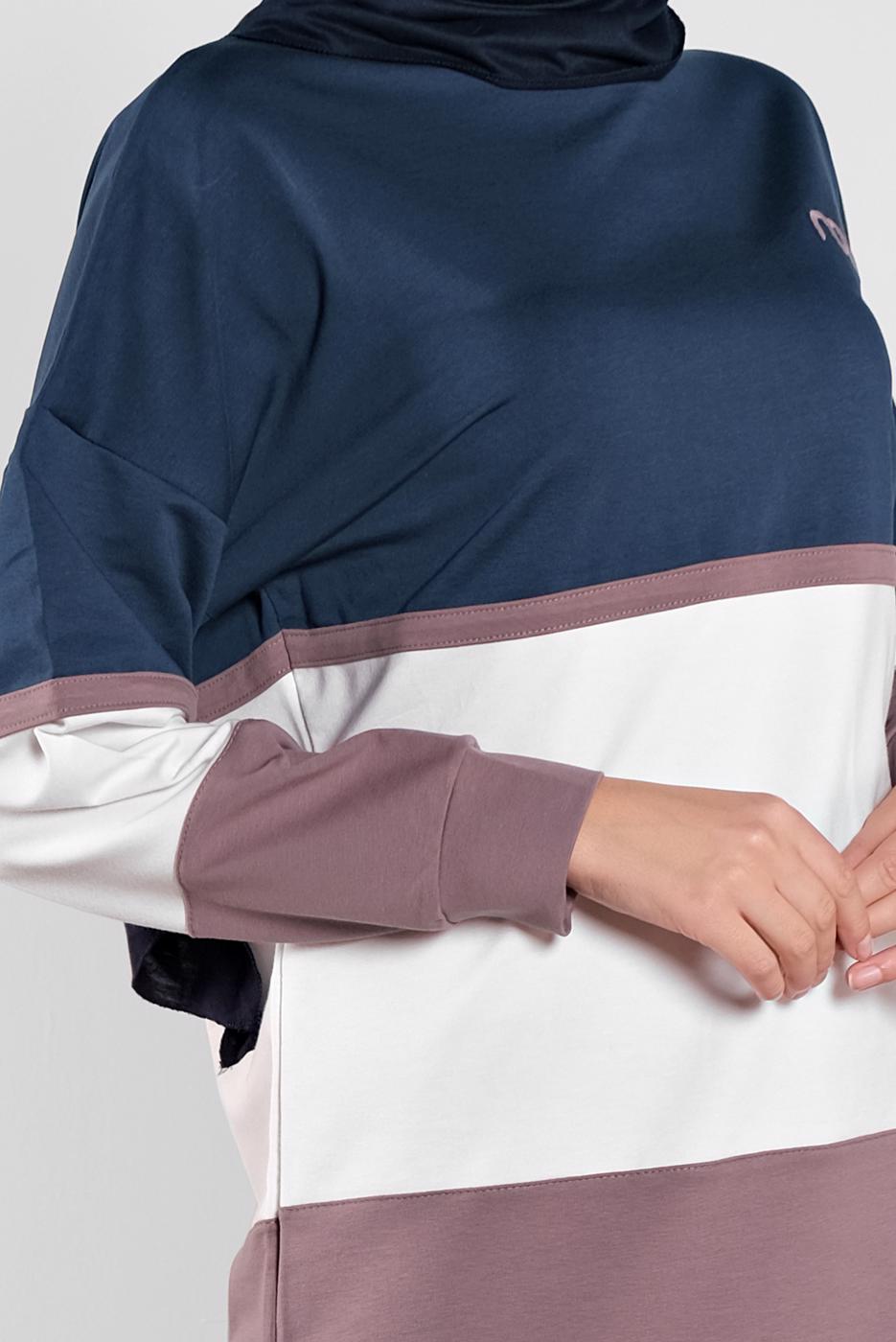 Vêtements hijab BLEU MARINE SURVÊTEMENT EN COTTON À COLORÉ 5708