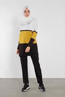 Tesettür giyim KREM PAMUKLU RENKLİ İKİLİ EŞOFMAN  TAKIM 5708 