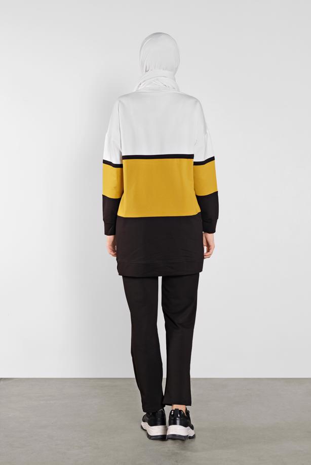 Hijab clothing CREAM COLORFUL COTTON TRACKSUIT 5708  - TRENDTESETTÜR