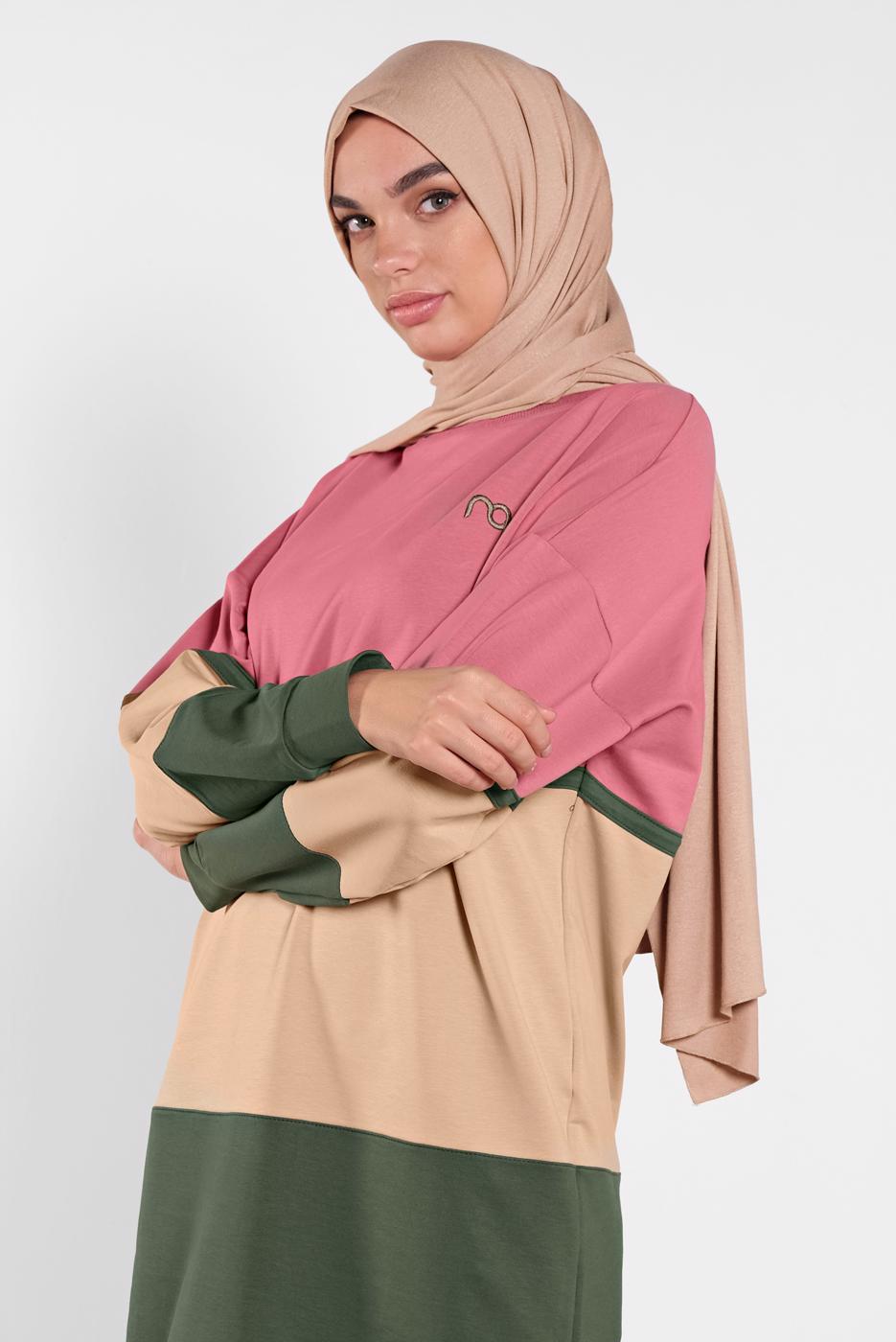 Hijab clothing PINK COLORFUL COTTON TRACKSUIT 5708 