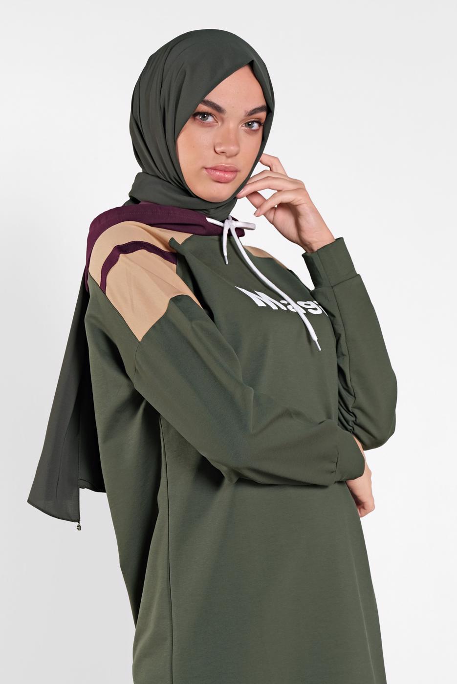 Hijab clothing KHAKI PRINTED TRACKSUIT 6708 