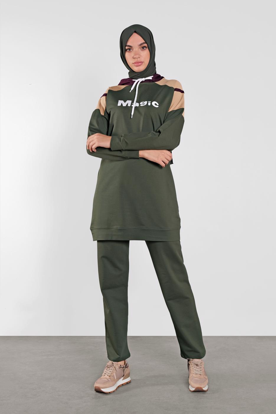 Hijab clothing KHAKI PRINTED TRACKSUIT 6708 