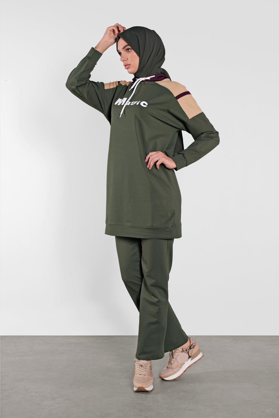 Hijab clothing KHAKI PRINTED TRACKSUIT 6708 