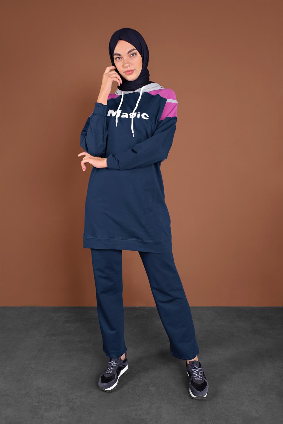 Vêtements hijab BLEU MARINE SURVÊTEMENT À IMPRIMÉE 6708