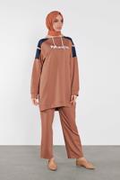 Hijab clothing BROWN PRINTED TRACKSUIT 6708 