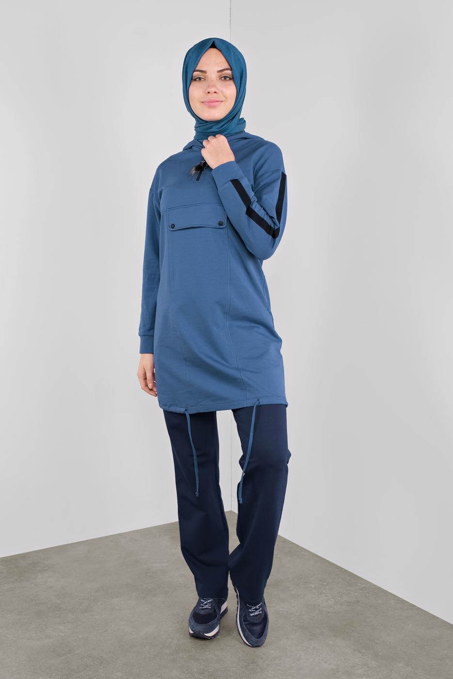 Vêtements hijab BLEU MARINE ALVİNA JOGGER À DÉTAILS NOUÉS 70141