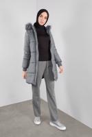 Tesettür giyim GRİ BELİ LASTİKLİ PAMUKLU EŞOFMAN ALTI 70144 