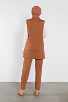 Tesettür giyim TABA KLASİK ÜÇLÜ PANTOLONLU TAKIM 7536 