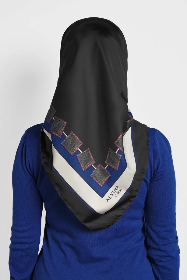 Tesettür giyim SİYAH ALVİNA DİJİTAL EŞARP 8004  - TRENDTESETTÜR