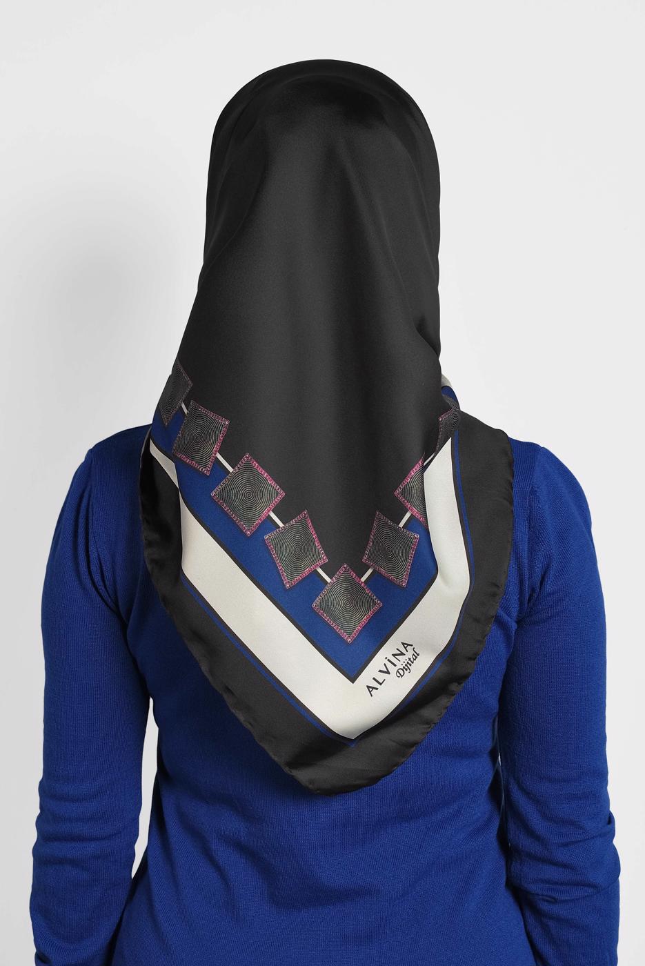 Vêtements hijab NOIR ÉCHARPE NUMÉRIQUE ALVİNA 8004