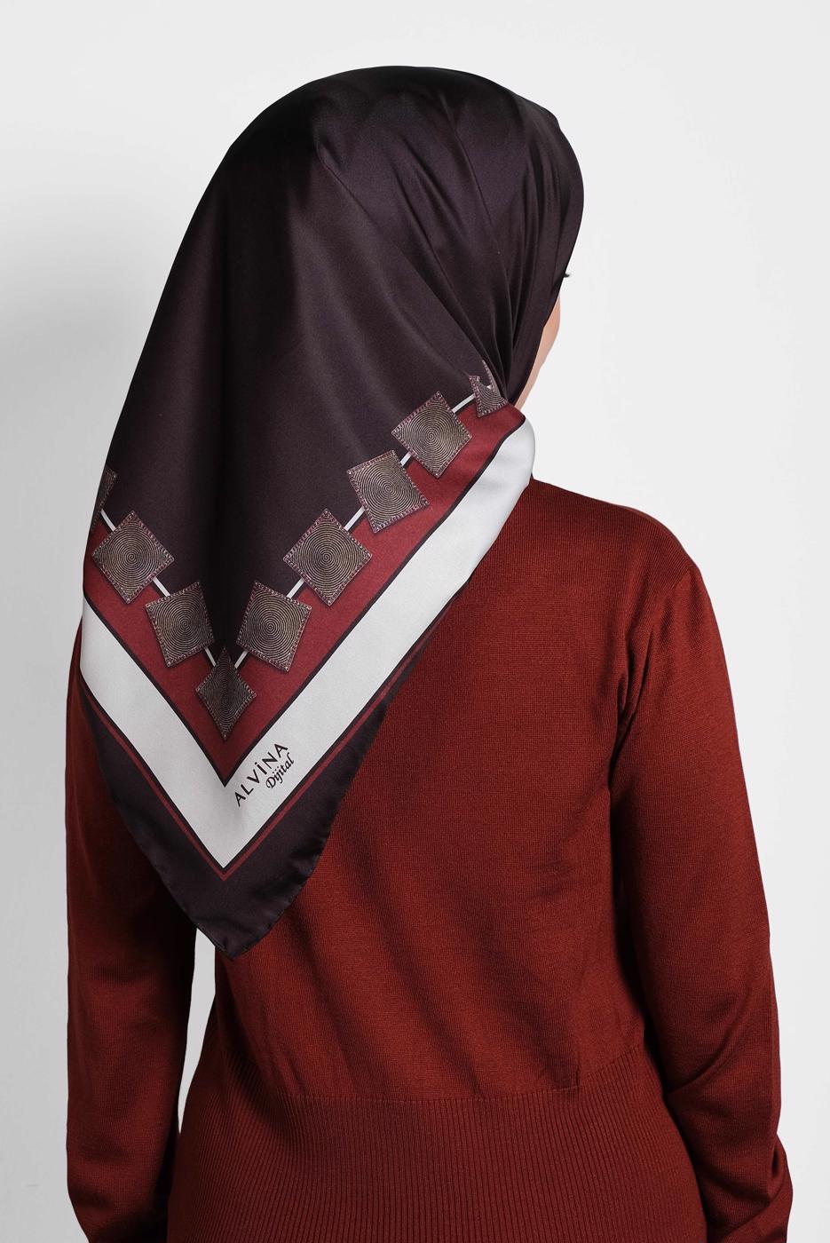 Vêtements hijab NOIR ÉCHARPE NUMÉRIQUE ALVİNA 8004