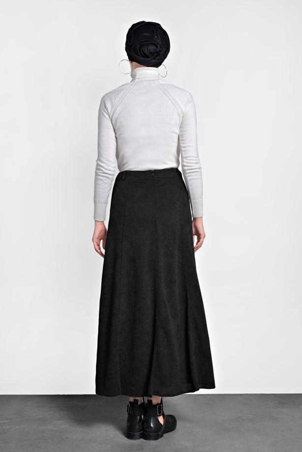 Vêtements hijab NOIR ALVINA JUPE EN VELOURS À BOUTONNÉE 60019  - TRENDTESETTÜR