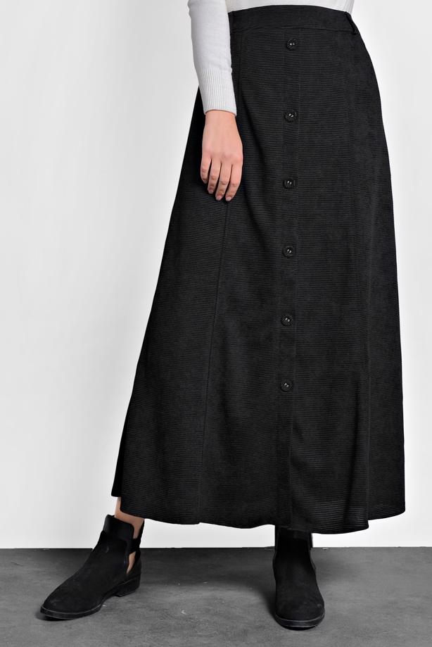 Vêtements hijab NOIR ALVINA JUPE EN VELOURS À BOUTONNÉE 60019  - TRENDTESETTÜR