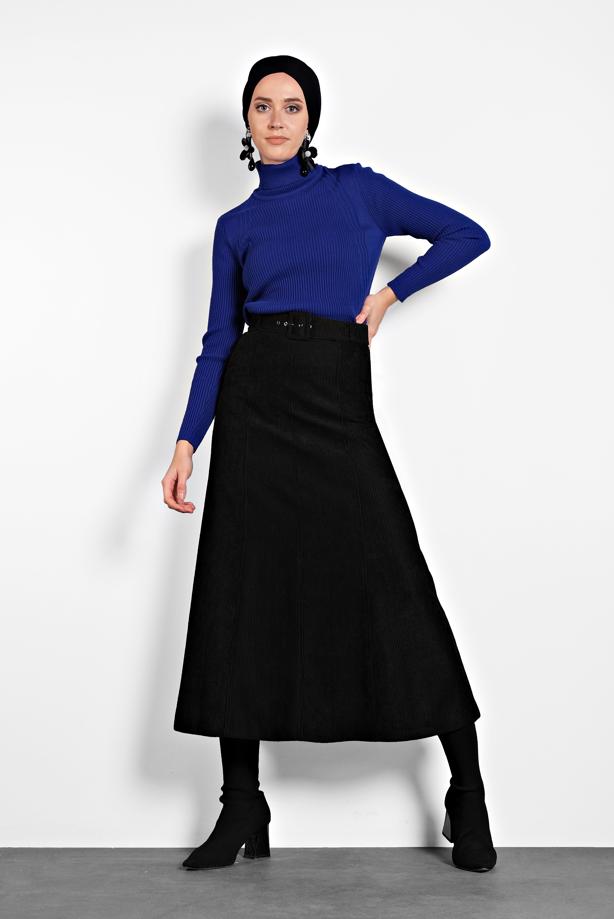 Vêtements hijab NOIR ALVINA JUPE EN VELOURS 60020  - TRENDTESETTÜR