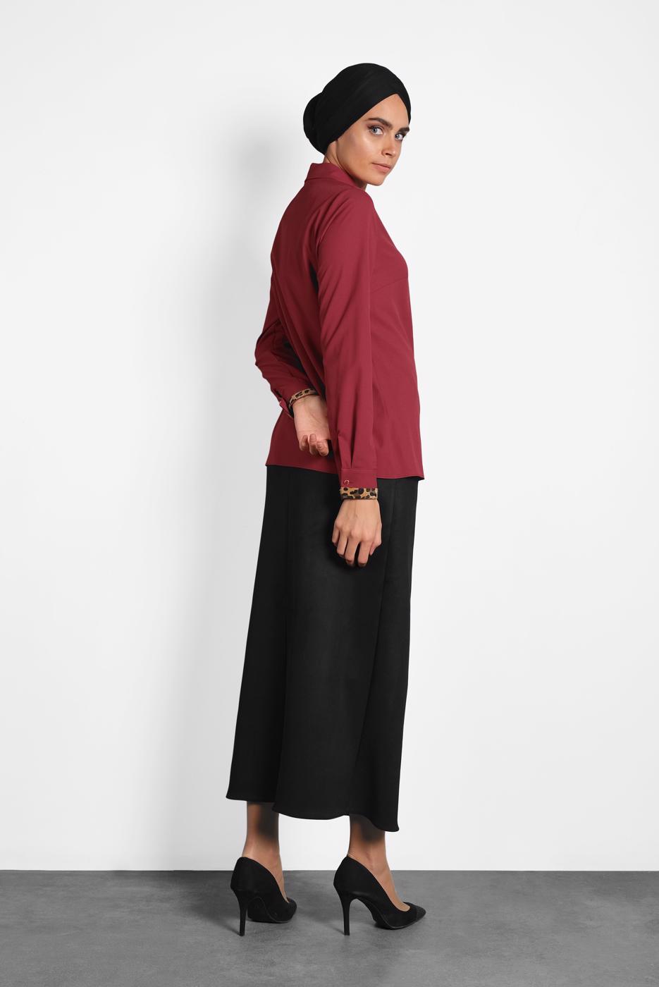 Vêtements hijab NOIR ALVINA JUPE EN DAIM AVEC CEINTURE 60022 