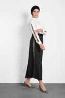 Tesettür giyim SİYAH ALVİNA ŞERİTLİ ETEK 60024