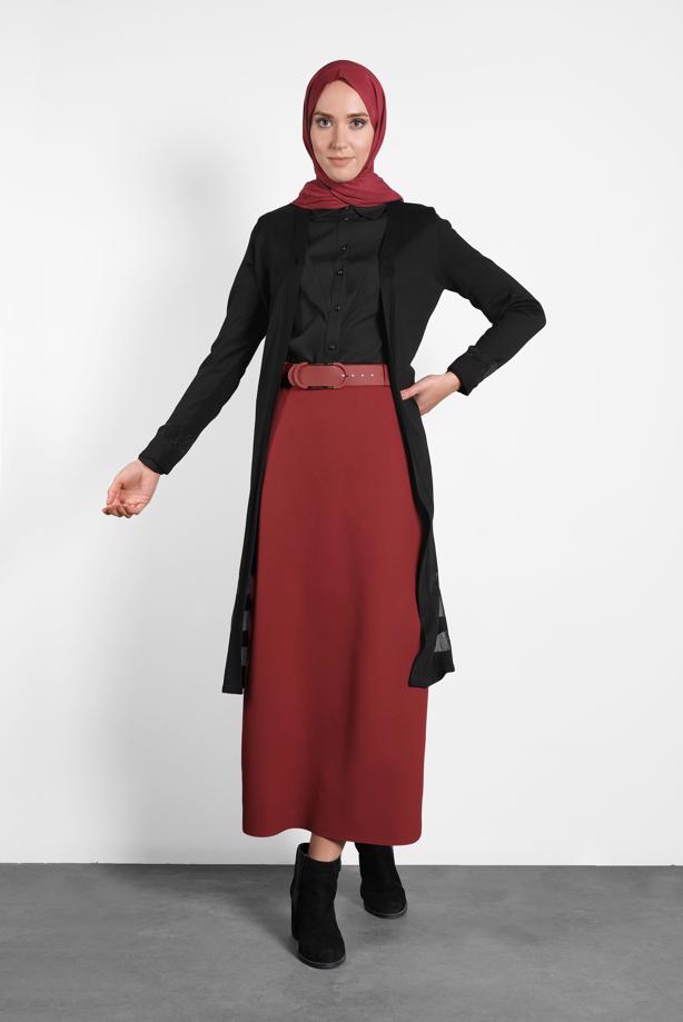 Vêtements hijab ROUGE BORDEAUX ALVINA JUPE À RAYURES 60024  - TRENDTESETTÜR