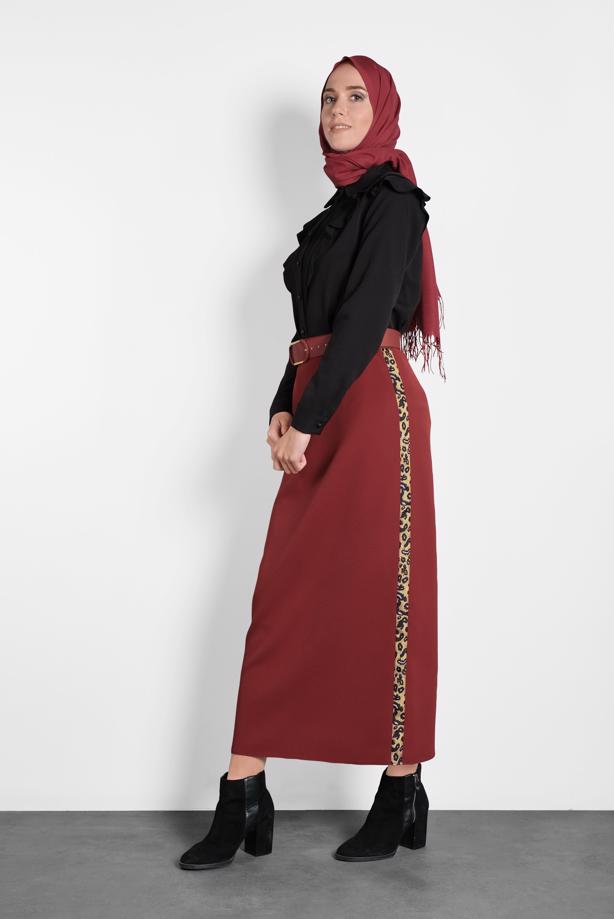 Vêtements hijab ROUGE BORDEAUX ALVINA JUPE À RAYURES 60024  - TRENDTESETTÜR