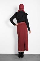 Tesettür giyim BORDO ALVİNA ŞERİTLİ ETEK 60024