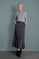 Tesettür giyim SİYAH ALVİNA EKOSE TROMPET ETEK 60027