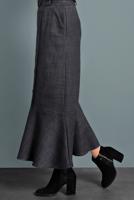 Tesettür giyim SİYAH ALVİNA EKOSE TROMPET ETEK 60027