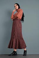 Tesettür giyim SİYAH ALVİNA EKOSE TROMPET ETEK 60027