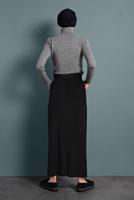 Tesettür giyim SİYAH ALVİNA KEMERLİ KADİFE ETEK 60034	