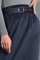 Tesettür giyim LACİVERT ALVİNA KEMERLİ KADİFE ETEK 60034	