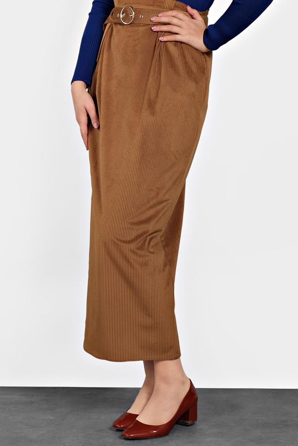 Vêtements hijab TABA JUPE EN VELOURS AVEC CEINTURE ALVİNA 60034 - TRENDTESETTÜR