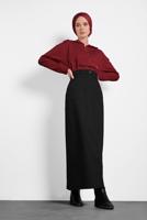 Tesettür giyim SİYAH ALVİNA CEP DETAYLI ETEK 60037 