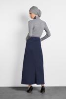 Tesettür giyim LACİVERT ALVİNA CEP DETAYLI ETEK 60037 