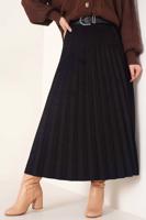 Tesettür giyim SİYAH PİLİSELİ SÜET ETEK T 4961