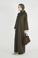 Vêtements hijab KAKI PARDESSUS ZIPPÉ À RAYURES 58106