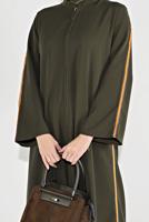 Vêtements hijab KAKI PARDESSUS ZIPPÉ À RAYURES 58106