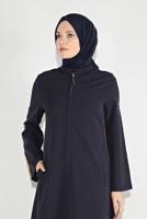 Tesettür giyim LACİVERT ŞERİTLİ FERMUARLI FERACE 58106
